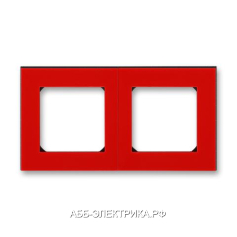 Рамка ABB Levit 2 поста красный / дымчатый чёрный